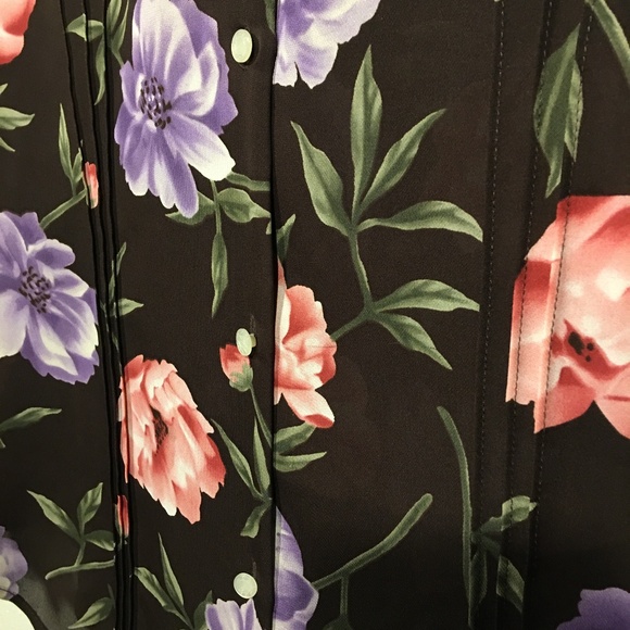 JONES NEW YORK Silk Button Up Floral Sheer Blouse M - Picture 5 of 9